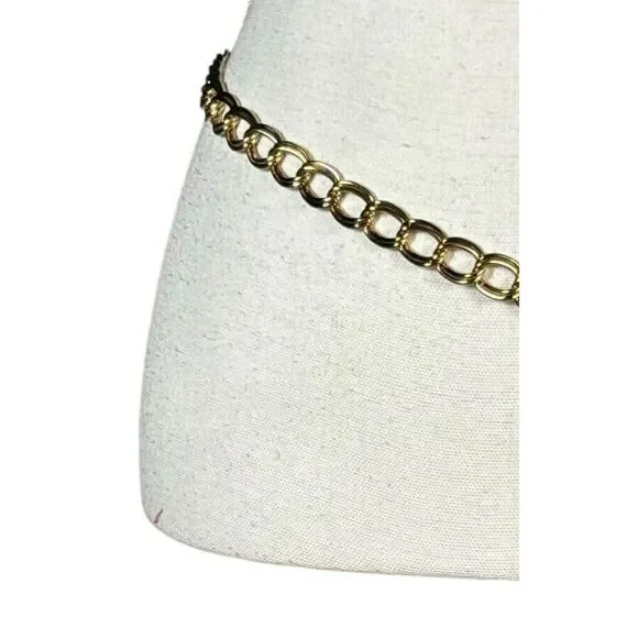 Chain Link Waist Belly Belt Size Small Gold Tone Unbranded Statement Adjustable - Picture 4 of 7